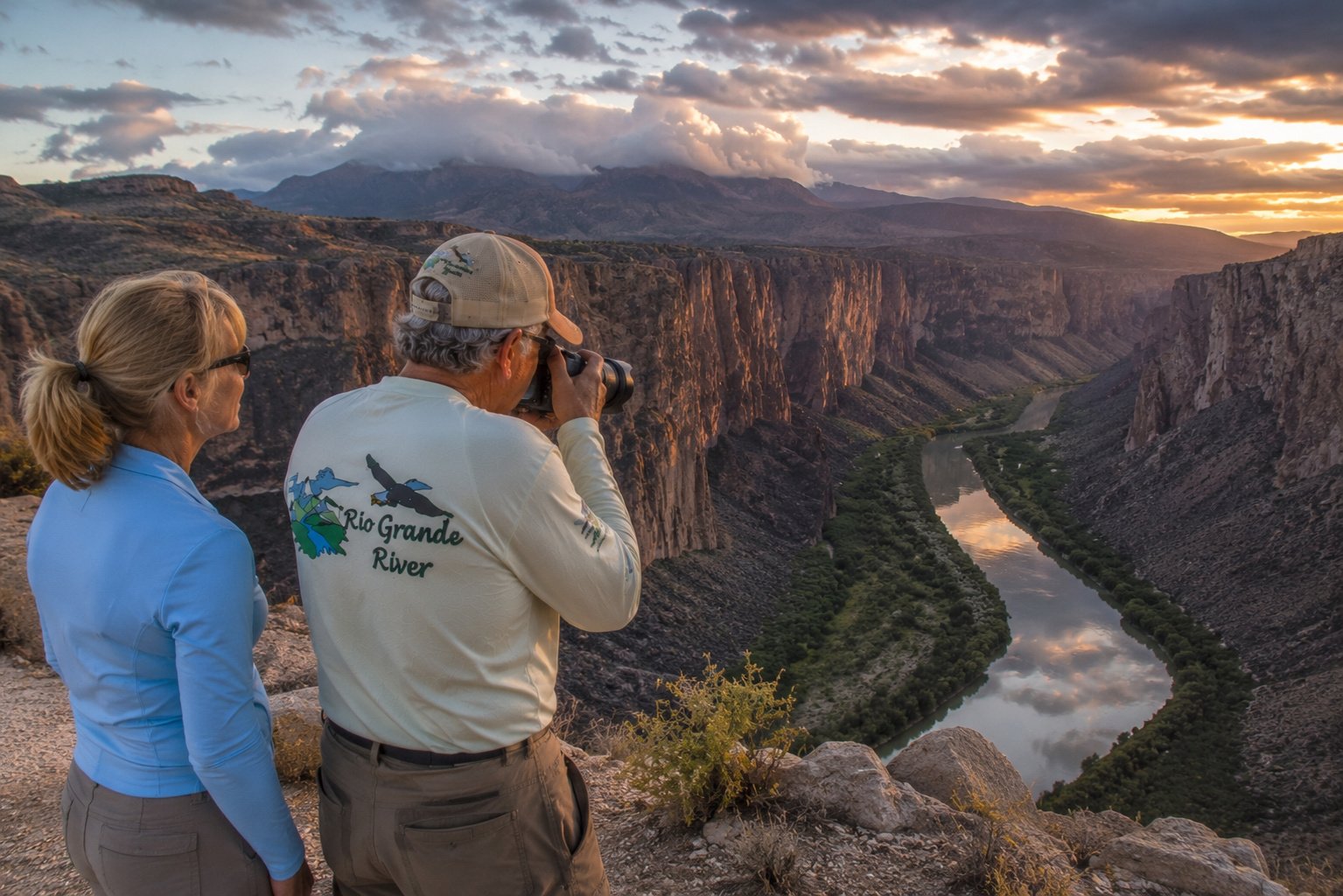 Along the Rio Grande River 3 Couple Overlooking Rio Grande Big Bend